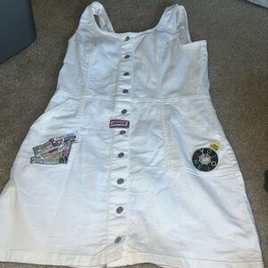 Jordache White Button-Front Patch Pocket Dress